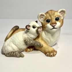 William Kazmar Hand Painted Porcelain Figurine “Peace” Lion & Lamb Franklin Mint