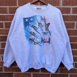 Vintage 1999 USA Aces Fighter Jet Crewneck Sweatshirt