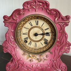 Rare Ansonia Royal Bonn China "Trump" clock Pink 