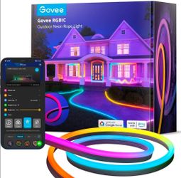 Govee Outdoor Neon Rope Lights, 32.8ft RGBIC IP67 Waterproof Patio Decorations with 64 Scene Modes, Music Sync, Flexible LED Outdoor Lights, Neon Ligh
