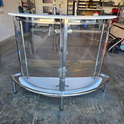 Modern Chrome and Glass Home Bar Unit