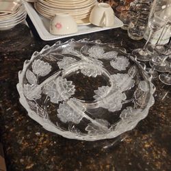 13" Platter Crysanthemum Crystal