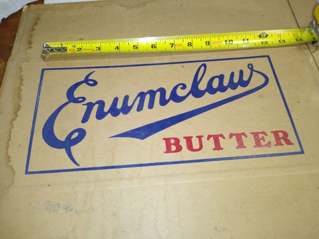 Vintage ENUMCLAW BUTTER Cardboard Box Enumclaw Creamery Display Piece