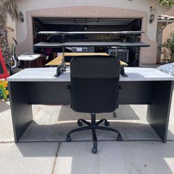 Desk, Standing Desk, And Office Chair