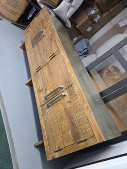 Rustic Wood console table with Metal Handles