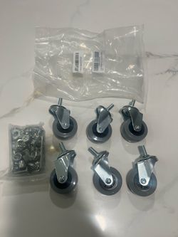 6 Pack Creeper Wheels 2 Inch Heavy Duty 360 Degree Swivel Stem Caster Wheel for Creeper Service Utility Cart Stool Post Mount, Metric Size M8 × 20mm (