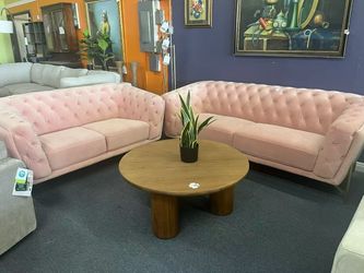 Pink Tufted Velvet Sectional Sofa Set，$1280/2pcs