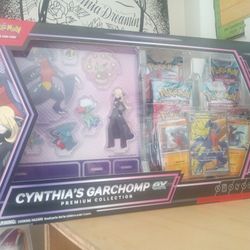 NIB Cynthia's Garchomp Collection Box Sealed Pokemon Destined Rivals Team Rocket Mew Two Six Packs