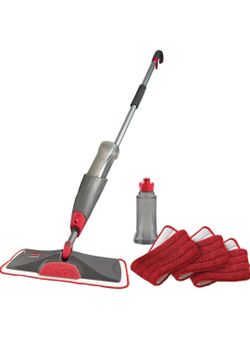 Rubbermaid Reveal Spray Mop Floor Cleaning Kit, 3 Reusable Microfiber Wet Pads, 1 Refillable Bottle, Cordless, Multi-Surface Mop