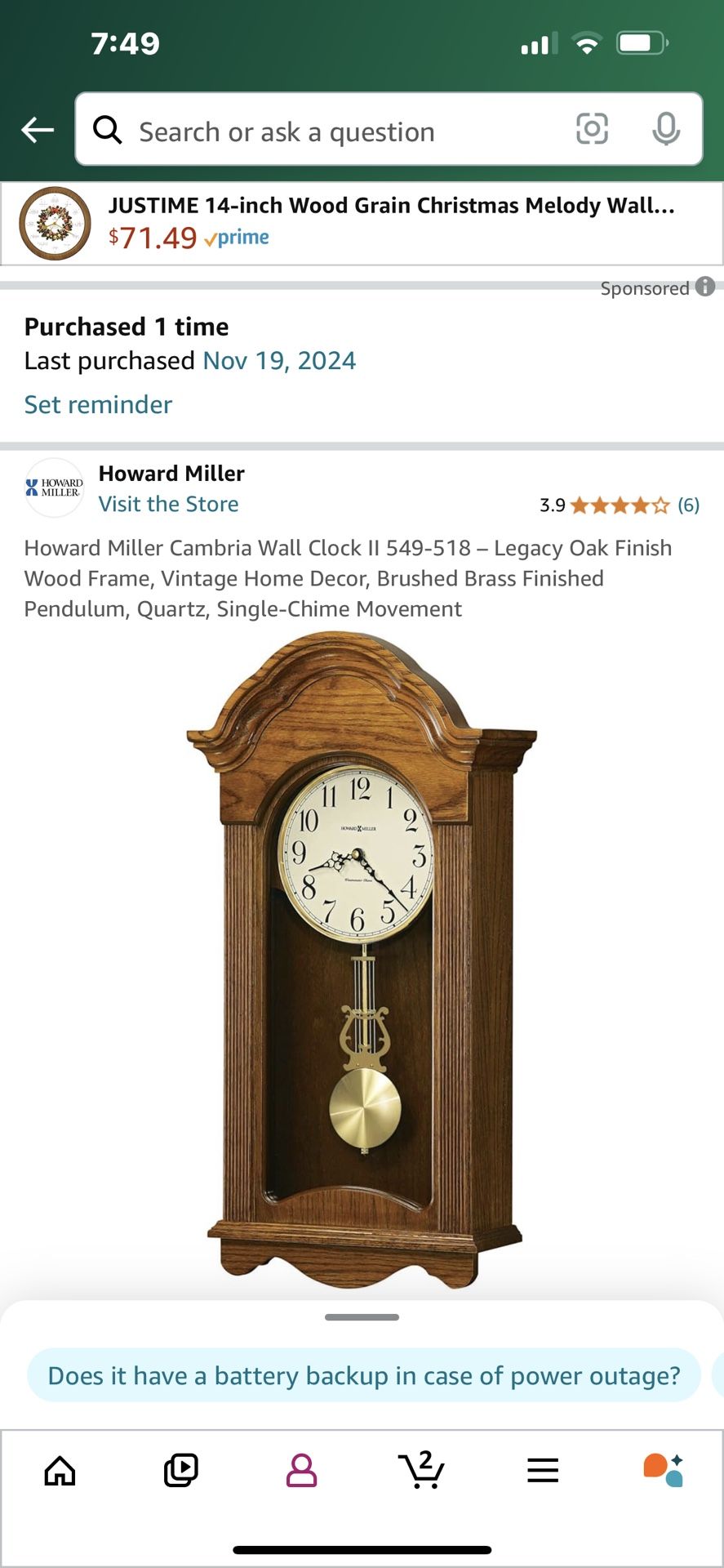 MOUTED WOOD WALL CLOCK THAT IS A REPLICA OF A CLASSICAL ANTIQUE CLOCK!