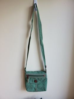 Fossil Brand green canvas cross body bag