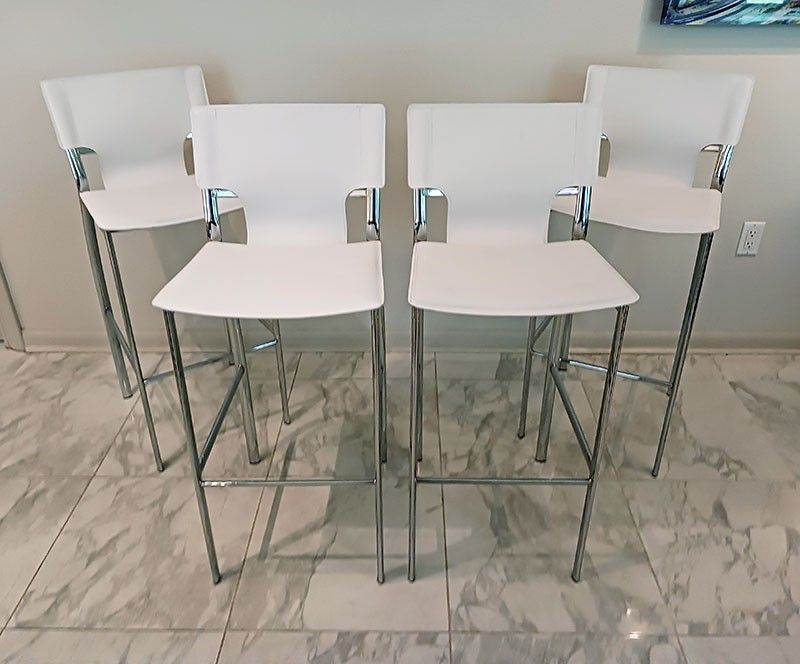 Modern Faux leather and Chrome 29” Bar Stools (Set of 4)