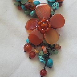 Carnelian And Stone Necklace
