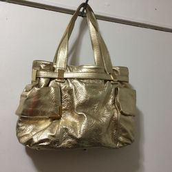 Michael Kors Beverly Metallic Satchel Gold Genuine Leather Bag. Size 10x12. Brand new with price tag on it.