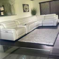 White Leather Sectional