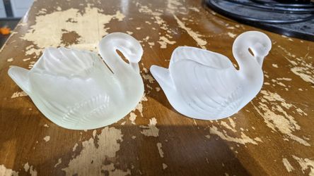 Glass Swan Planters Or Candle Holders