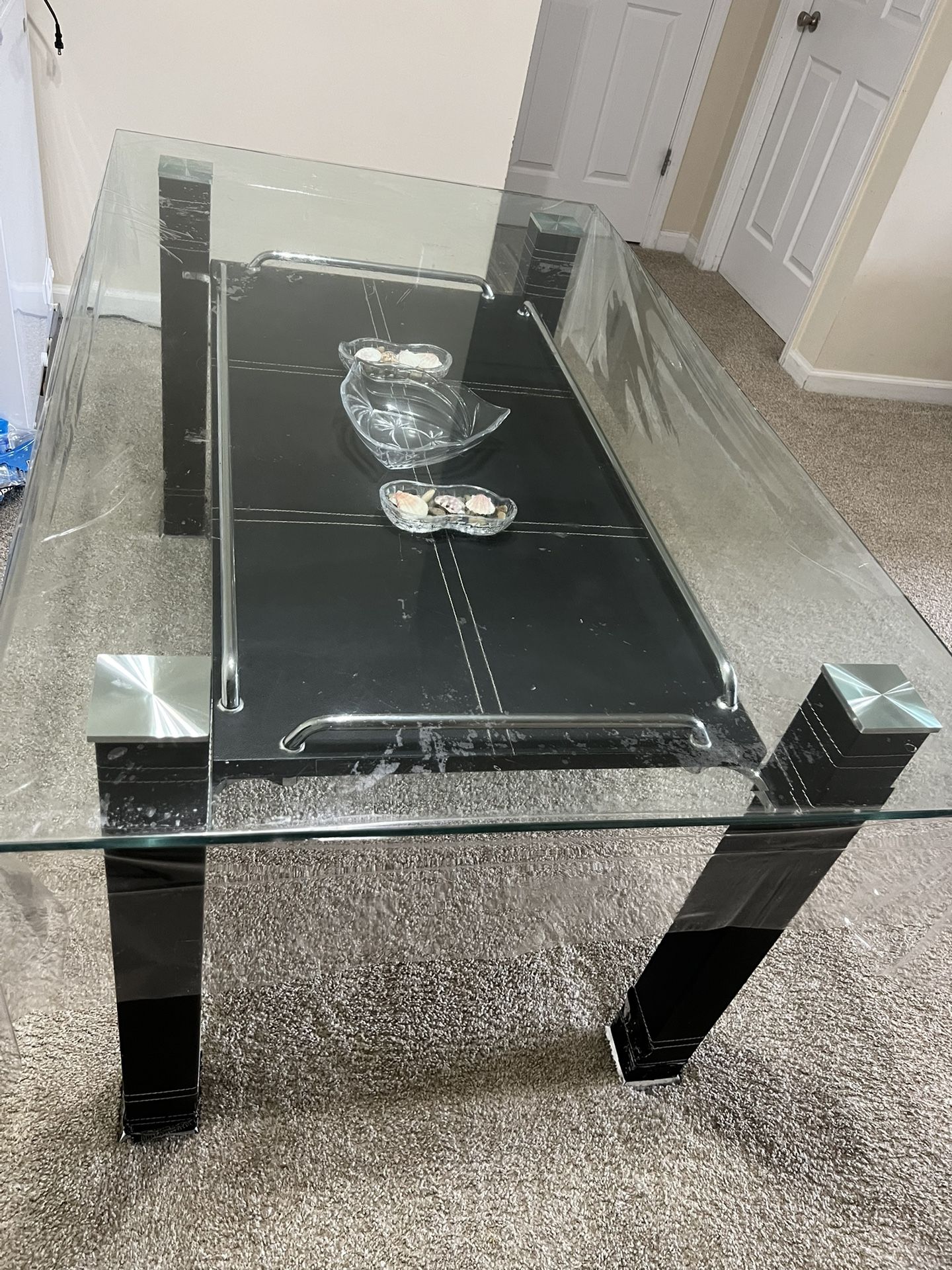 Modern Sturdy Glass Dining Table Only 4-6 Persons