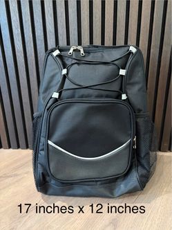 Black Insulated Backpack Cooler, polyester, with two side mesh pockets