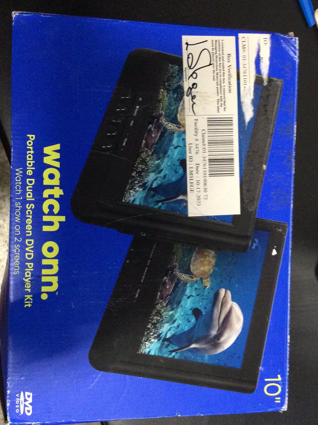 onn. 10" Dual Screen DVD Player with Digital Panel, Black