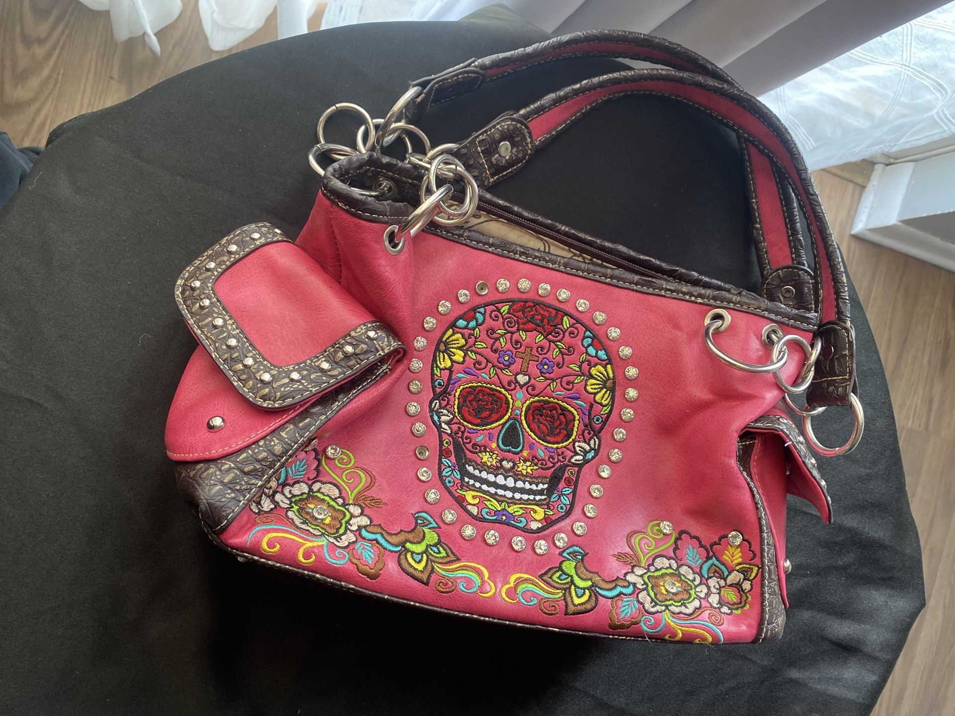Embroidered Pink Purse