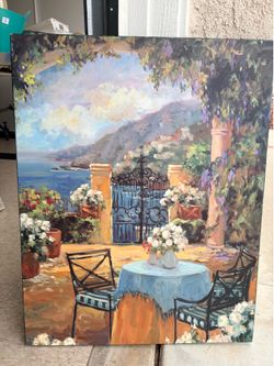 Gorgeous Aaron Brothers Oil Painting Wall Hanging Ocean and Mountain View
