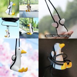 Cute Animal Car Vehicle Hanging Accessories Swinging Duck Car Hanging Ornament for Rear View Mirror Accessories and Decorate