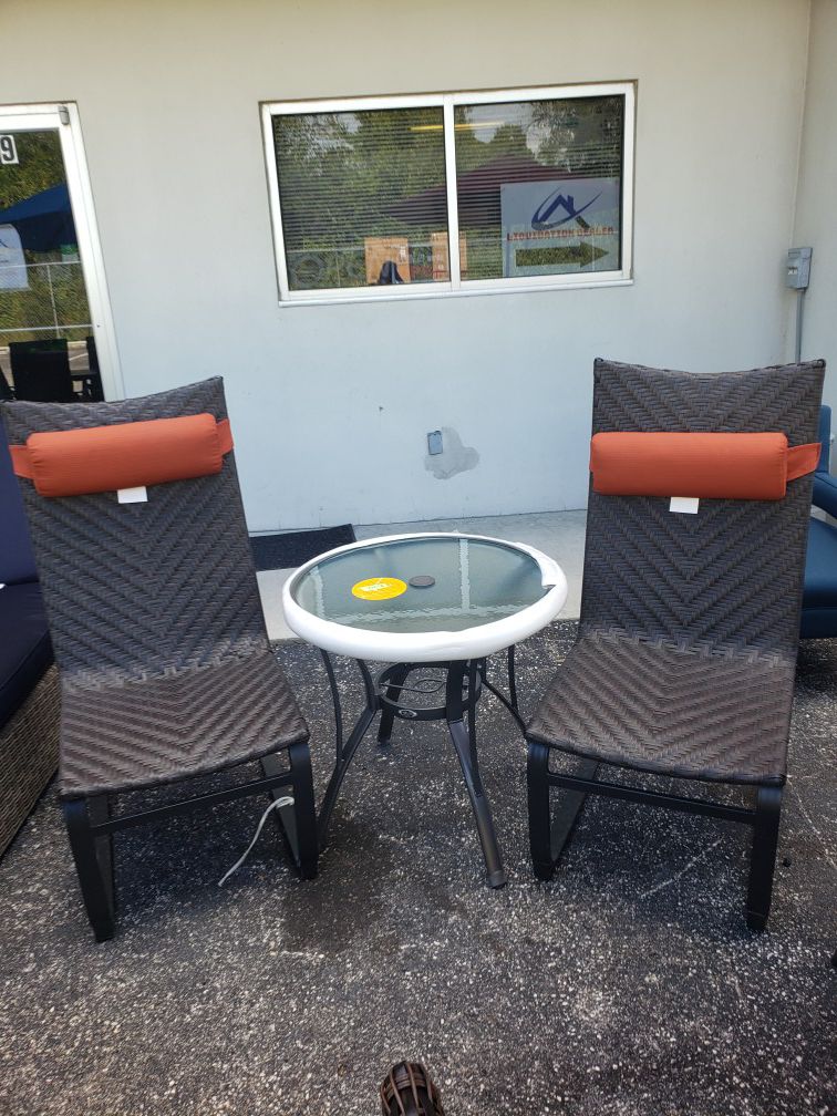 Set of two dining patio chairs with bistro tabel