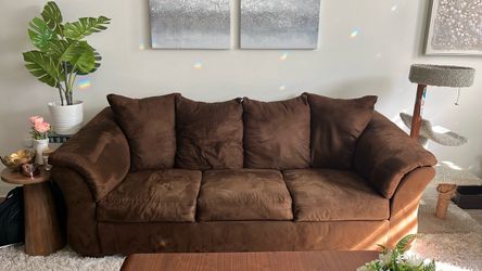 Brown Microsuede Sleeper Sofa with Mattress