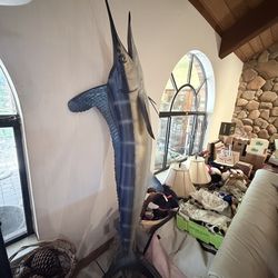 80-inch Taxidermied Sail Fish with Wood Mount (full length is 86.5”)