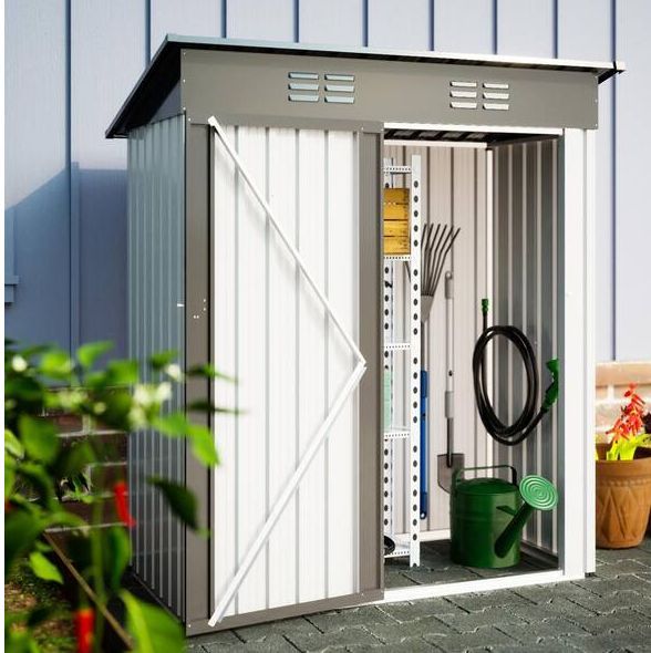 Metal Oudoor Storage Shed w/ Single Lockable Door, 5' x 3', Unused
