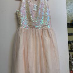 Girls Pink Sparkly Dress