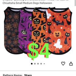 4pcs Dog Shirts Sleeveless Printed Pet Vest for Chiuahaha Small Medium Dogs Halloween. Note: Please see dimensions on Page 3