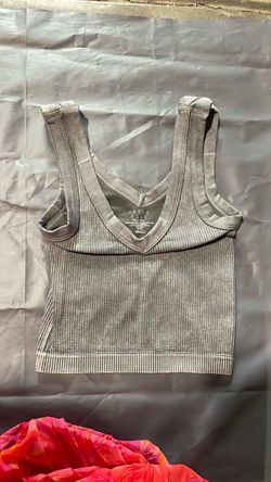 Faded Rose Ribbed Crop Tank Top Small