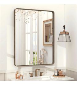 CHARMOR 24x32 Bronze Bathroom Mirror – Rounded Rectangle Vanity Mirror