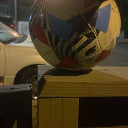 Soccer ball full inflated. Been used a couple of times.