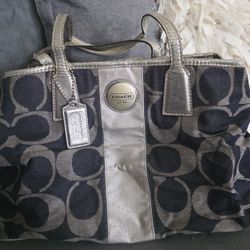 Coach Signature Denim Kisslock Carry all Bag