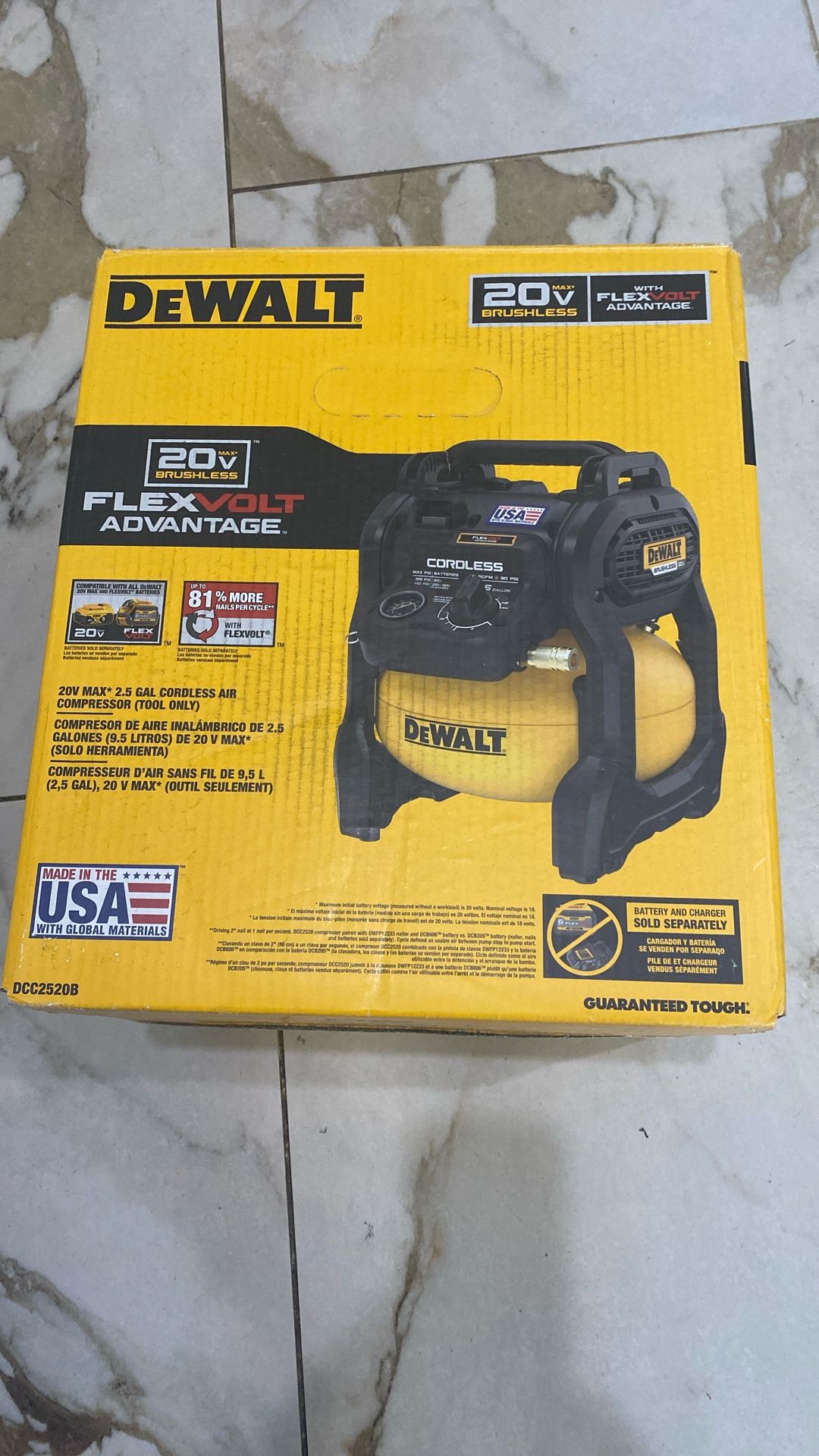 Dewalt Compressor Flexvolt Advantage. Model. DCC2520B Tool Only