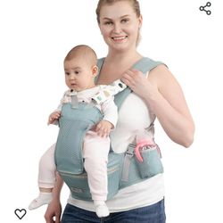 Baby Carrier with Hip Seat for Newborn to Toddler, 6-in-1 Ergonomic Infant Carrier for 0-36 Month Baby, All Positions Soft Breathable Mesh Wrap Carrie