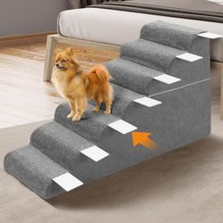30"H Dog Stairs for Small Dogs for High Beds, 7-Layer Pet Steps Stairs for Couch, High-Density Foam Dog Steps with Removable Non-Slip Fabric Cover, Pe