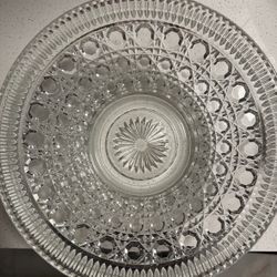 Vintage Large Indiana Glass Windsor Button and Cane 10.5" Glass Bowl