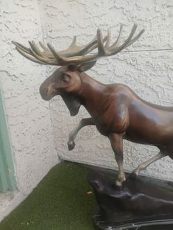 Limited Edition Signed Original Moose Stag Bronze Sculpture Figurine Figure