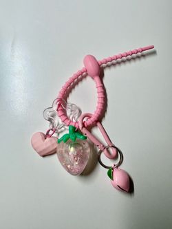 Pink Silicon Keychain with Charms