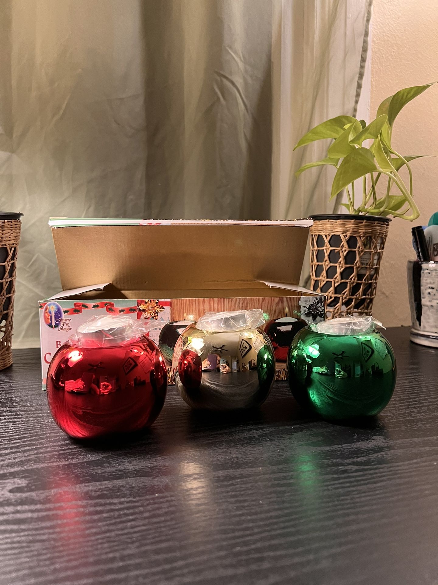 Vintage Christmas Candle Holders With Candles Brand New