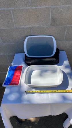 🍴 CORNINGWARE French White 9” X 13” Stoneware 💥 W/ Caring Harness 💥 ❗️No Cracks / Great  Condition ❗️