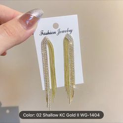Metal Tassel Decor Earring, Women Tassel Earrings Bohemian Long Chain Drop Dangle Earrings Jewelry For Women
