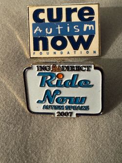 Autism Awareness Vtg Enamel Lapel Pin Set of 2