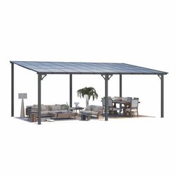 12x20FT Metal Outdoor Hardtop Wall Mounted Gazebo (NEW)