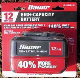 BAUER 20V 12 Ah High-Capacity Lithium-Ion Battery