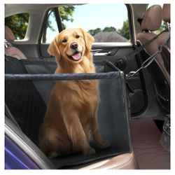 Dog Car Seat for Medium Dogs, Foldable Pet CarSeat with Storage Pocket, Waterproof & Durable 600D Car Hammock for Cars, SUV, Truck, Easy to Install & 