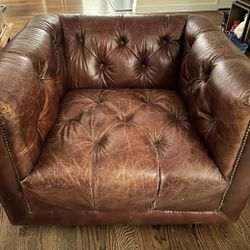 RH Restoration Hardware Savoy Leather Chair Classic